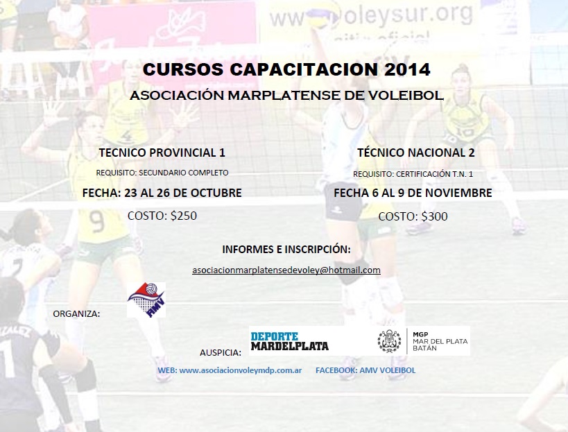 Voleibol: Cursos de Técnico Provincial 1 y Técnico Nacional 2