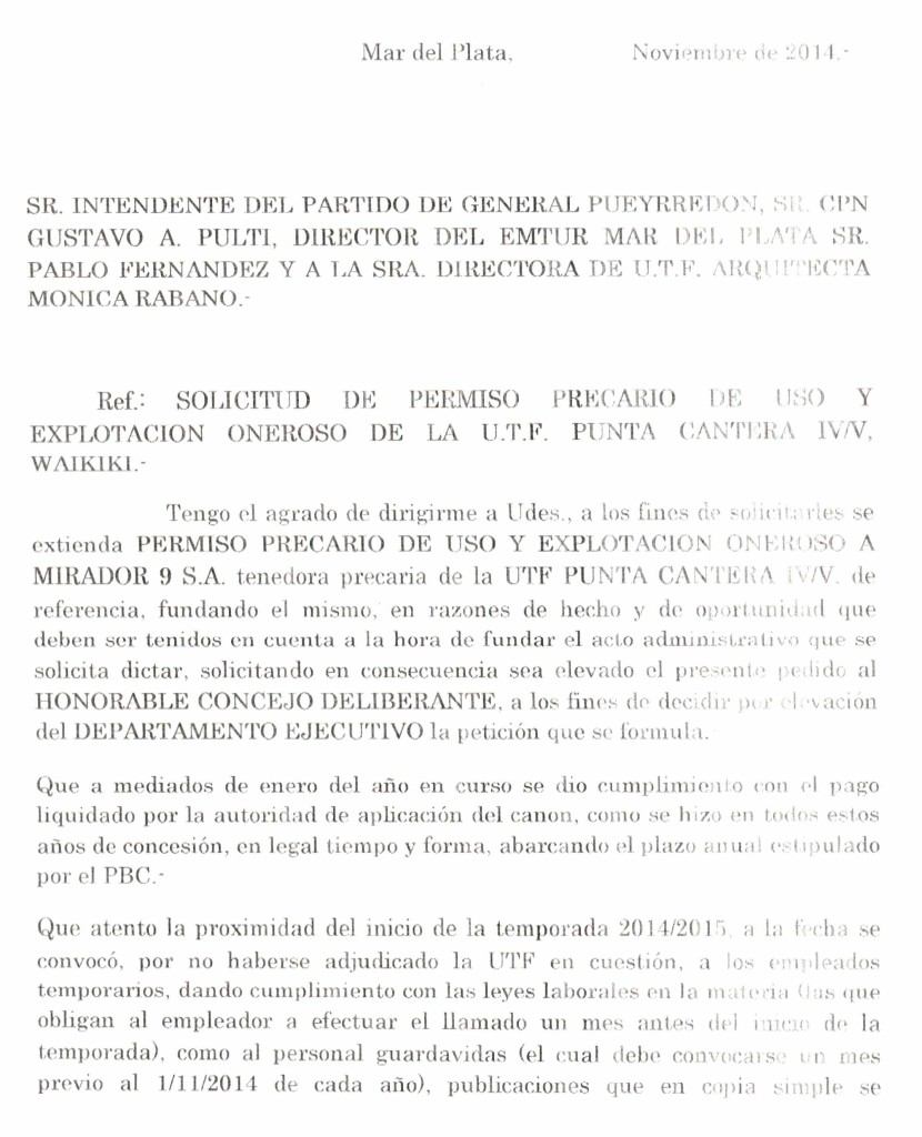 Waikiki: solicitan prórroga y extensión de permiso precario