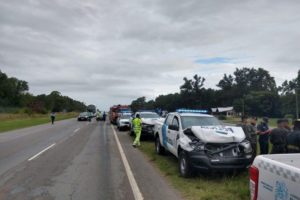Ocho patrulleros protagonizaron un choque en la ruta 2. Foto: Riva Digital.