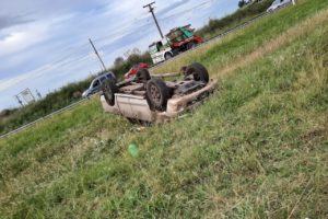 Impactante choque y vuelco en la Ruta 226