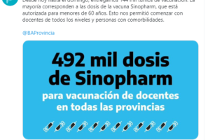 El Gobierno bonaerense otorgó 144 mil turnos para aplicar vacunas hasta el domingo