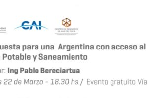 Realizarán una charla sobre el acceso al agua potable y saneamiento
