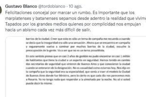 Gustavo Blanco felicitó a Lauría por los “dardos” contra Montenegro