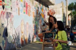 Realizaron una intervención artística en la zona del Distrito Tecnológico