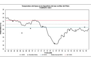 La temperatura promedios del mar durante febrero fue de 20,3°