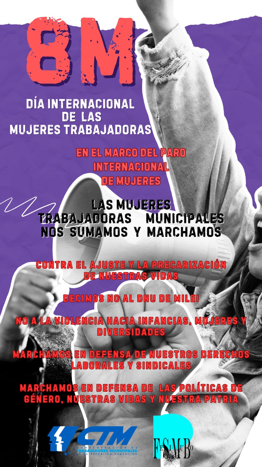 Día de la Mujer: La CGT local y el Sindicato de trabajadores municipales convocan a un paro para el 8 de marzo