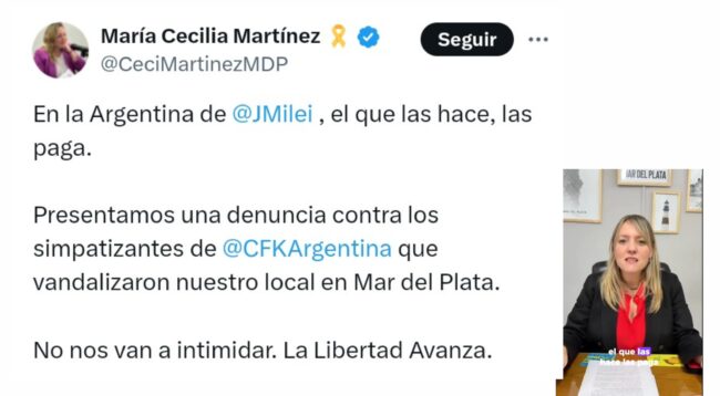 LLA denunció actos de vandalismo en su sede central tras la condena a CFK