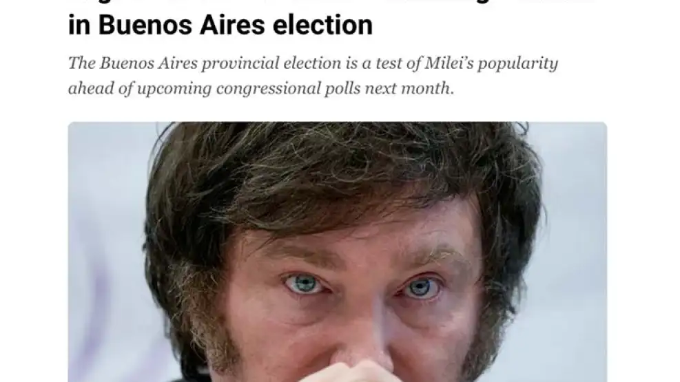 «Derrota aplastante»: así reaccionó la prensa internacional al desempeño de Javier Milei en las elecciones bonaerenses
