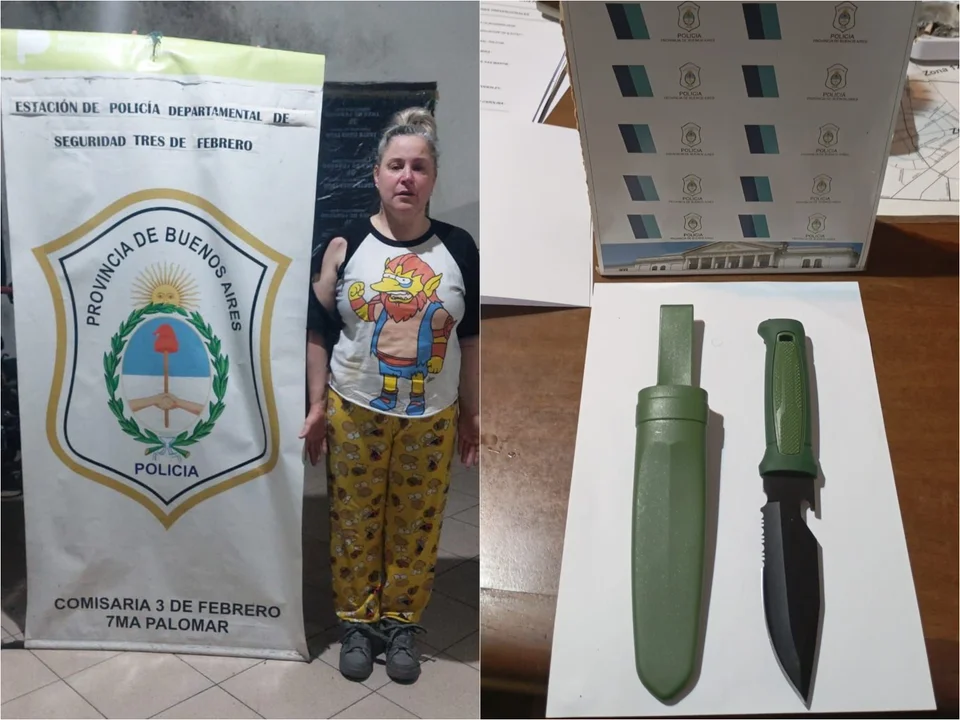 Tensión en acto de Milei: una mujer con un cuchillo intentó agredir a un fotógrafo tras escapar de la custodia