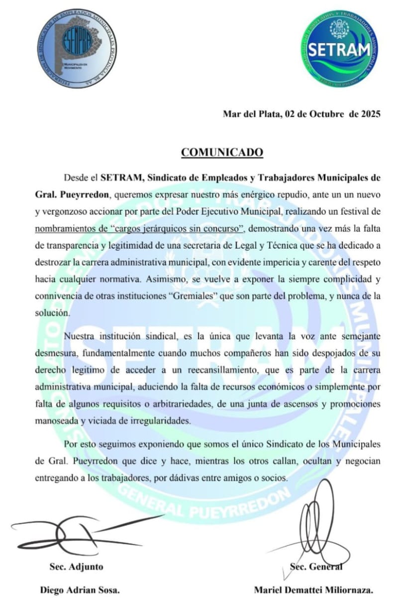 Festival de ingresos y reencasillamientos en la MGP: El STM cierra con el Departamento Ejecutivo