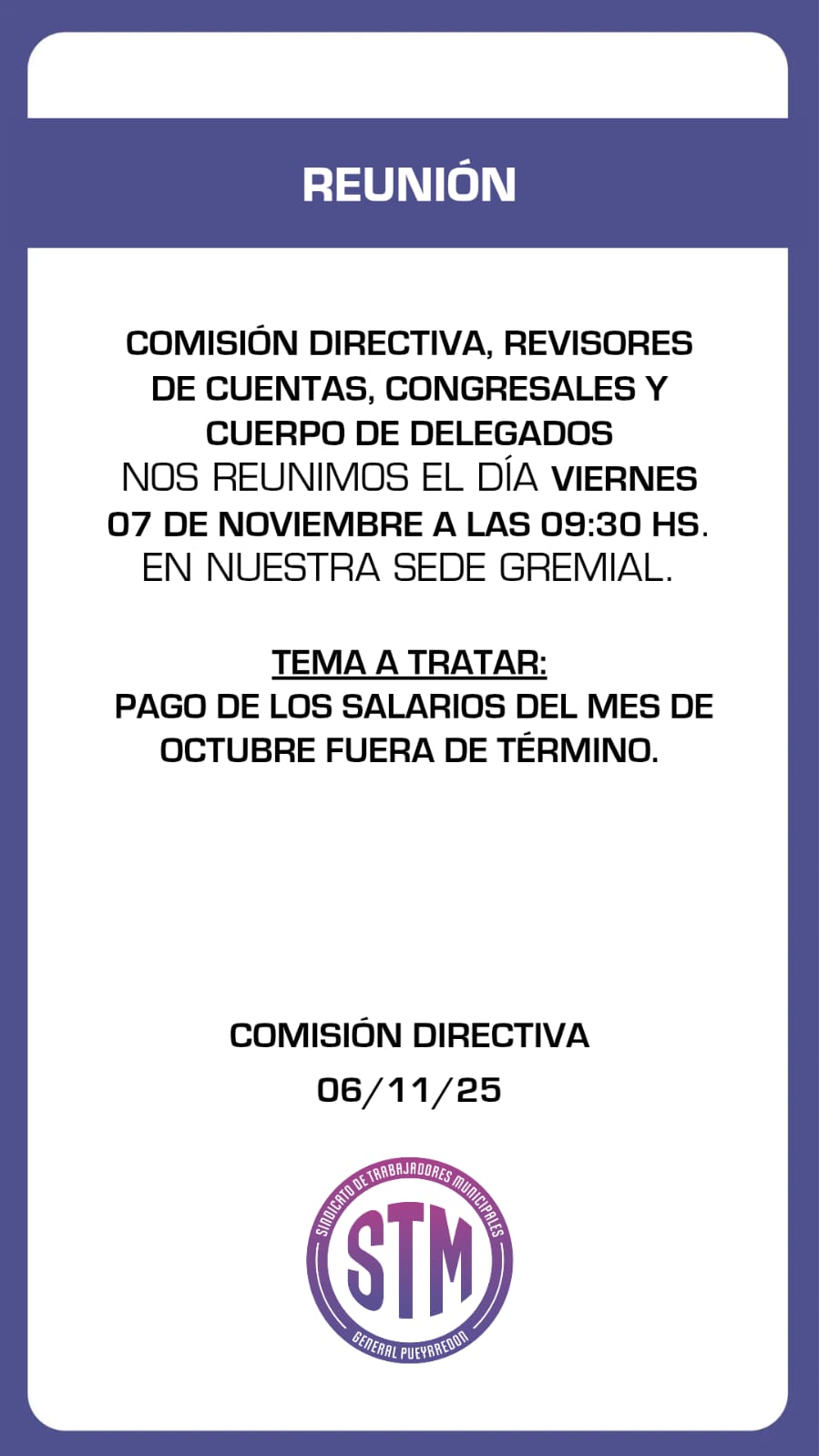 La MGP no paga en término y el STM convoca: En OSSE cobraron la semana anterior