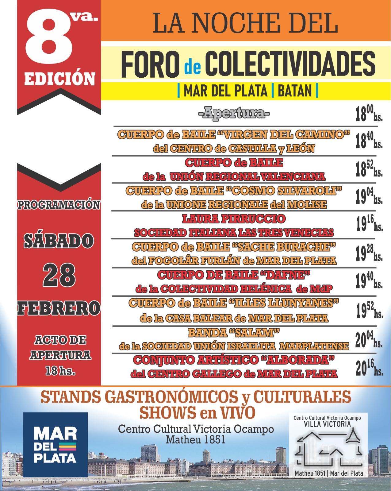 Octava Edición de la Noche del Foro de Colectividades Mar del Plata–Batán