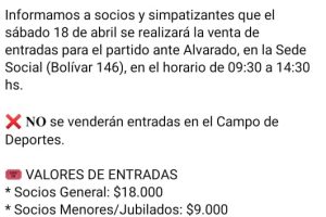 Círculo – Alvarado y un servicio gratuito de streaming ante la prohibición de público visitante