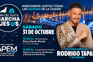 Marcha por Jesús en Mar del Plata: Jornada de fe y cierre a cargo de Rodrigo Tapari.